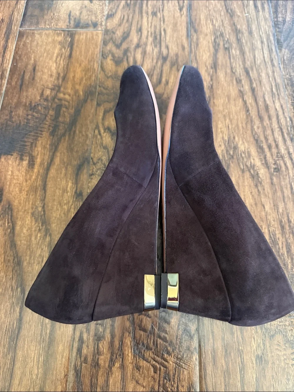 Tory Burch Astoria brown suede wedges, size 10.5